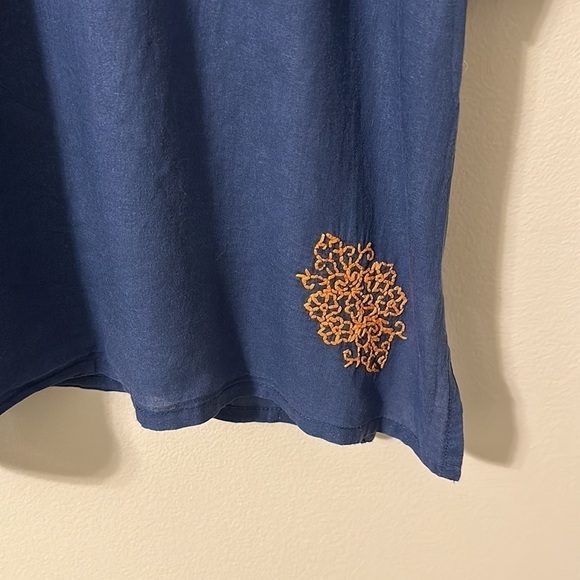 Madison Mathews Navy Tunic with Orange Embroidery Size Large - Picture 3 of 9